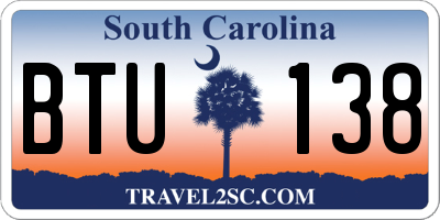 SC license plate BTU138