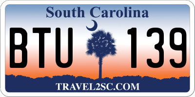 SC license plate BTU139