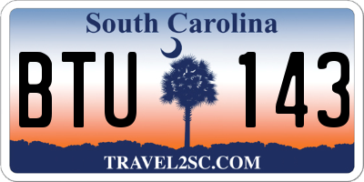 SC license plate BTU143