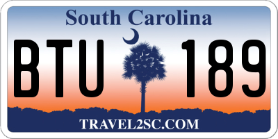 SC license plate BTU189