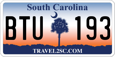 SC license plate BTU193
