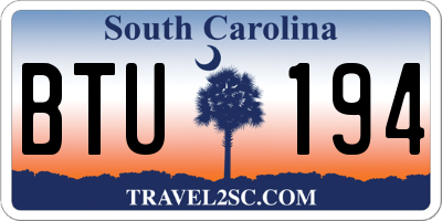 SC license plate BTU194