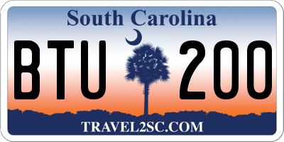 SC license plate BTU200