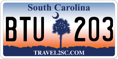 SC license plate BTU203