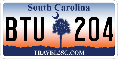 SC license plate BTU204