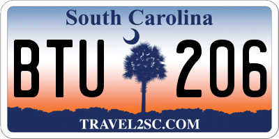 SC license plate BTU206