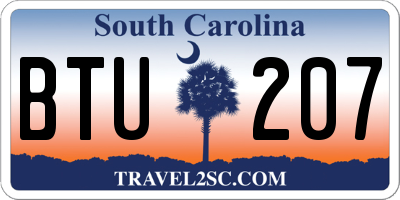 SC license plate BTU207