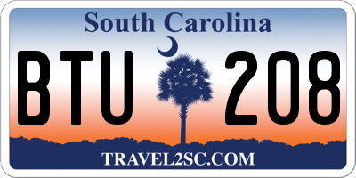 SC license plate BTU208