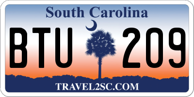 SC license plate BTU209