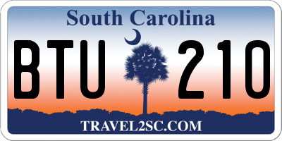 SC license plate BTU210