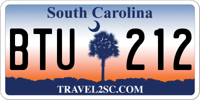 SC license plate BTU212