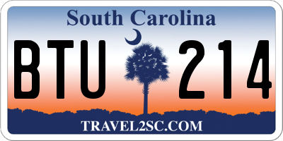 SC license plate BTU214