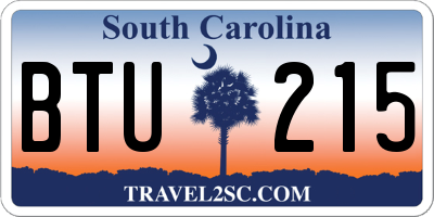 SC license plate BTU215
