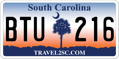 SC license plate BTU216