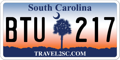 SC license plate BTU217