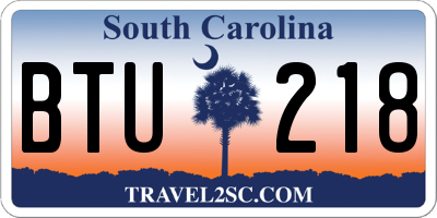 SC license plate BTU218