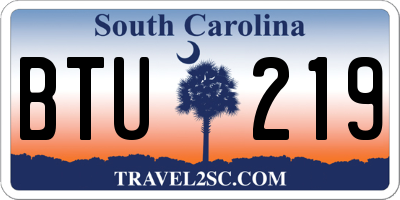 SC license plate BTU219