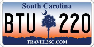 SC license plate BTU220