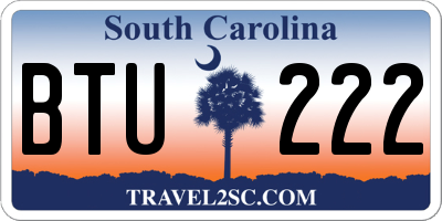 SC license plate BTU222