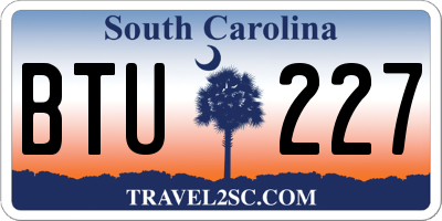 SC license plate BTU227