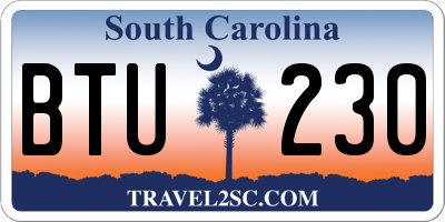 SC license plate BTU230