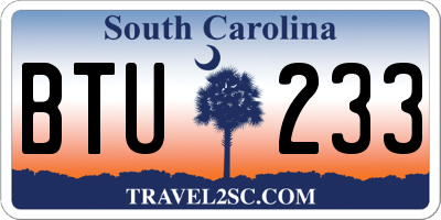 SC license plate BTU233