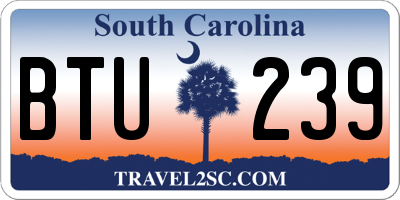 SC license plate BTU239