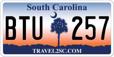 SC license plate BTU257