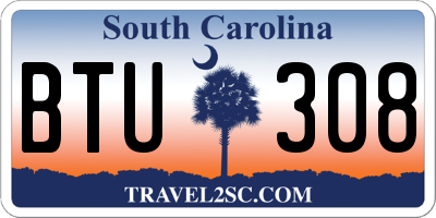 SC license plate BTU308