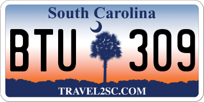 SC license plate BTU309