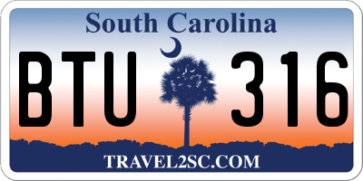 SC license plate BTU316