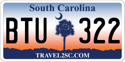 SC license plate BTU322
