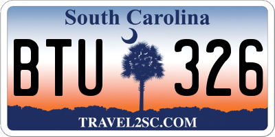 SC license plate BTU326