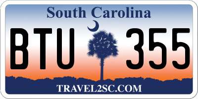 SC license plate BTU355