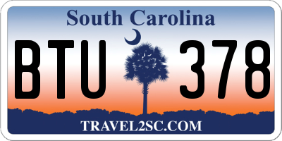 SC license plate BTU378