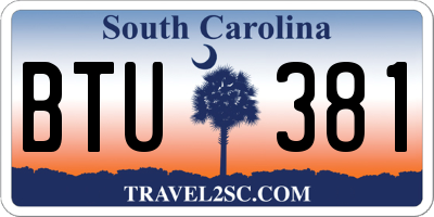 SC license plate BTU381