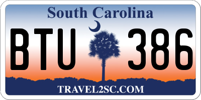 SC license plate BTU386