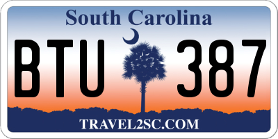 SC license plate BTU387