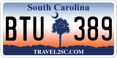 SC license plate BTU389
