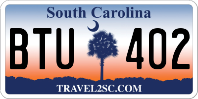 SC license plate BTU402