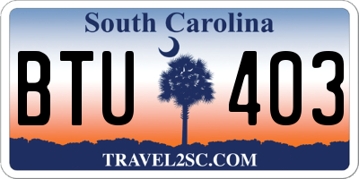 SC license plate BTU403