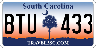 SC license plate BTU433