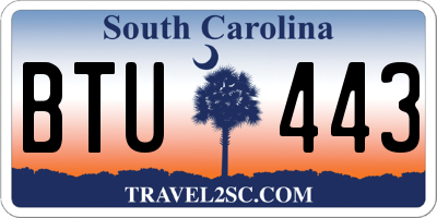 SC license plate BTU443