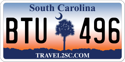 SC license plate BTU496