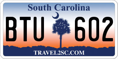 SC license plate BTU602