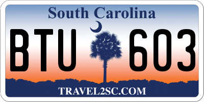 SC license plate BTU603