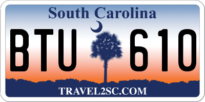 SC license plate BTU610