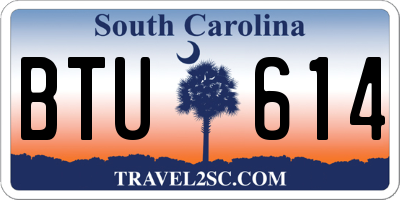 SC license plate BTU614