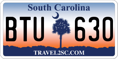 SC license plate BTU630