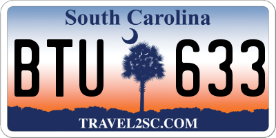 SC license plate BTU633